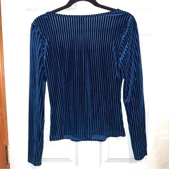 SHEIN Velvet Striped Long Sleeve Top - Picture 6 of 6
